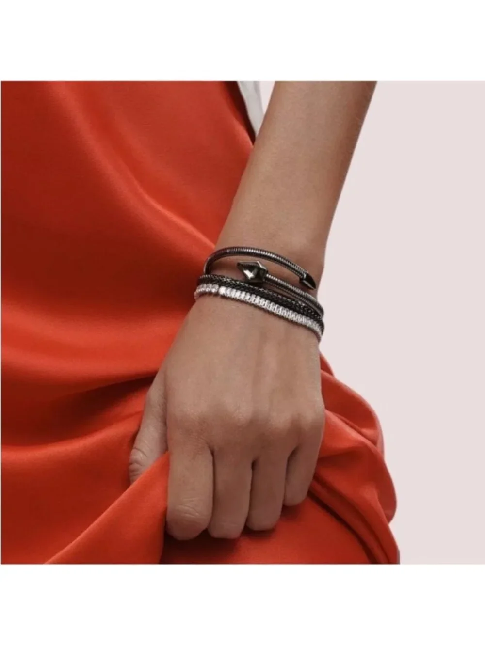 New! Anthropologie Gunmetal Stone Serpent Wrap Bracelet NWT